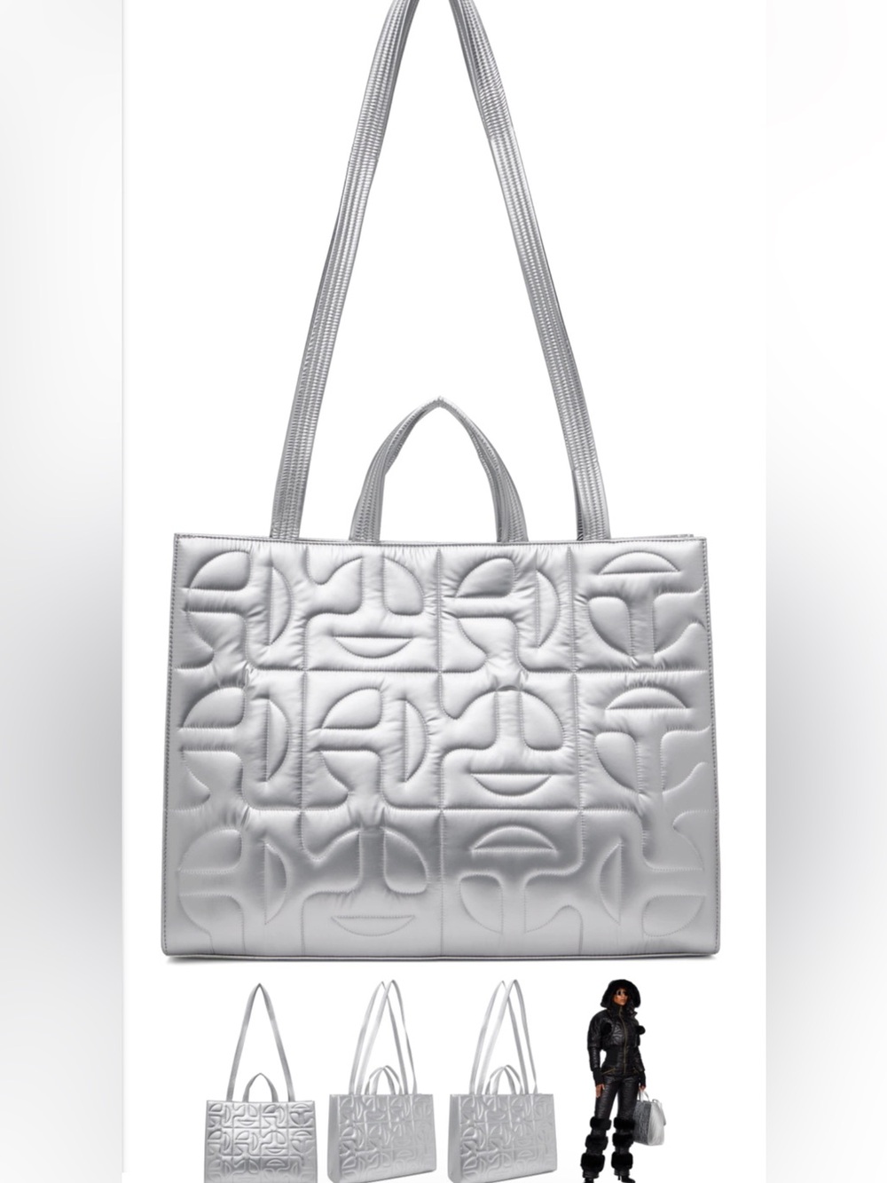 Telfar x Moose Knuckles Large Shopper Tote Silver NWT